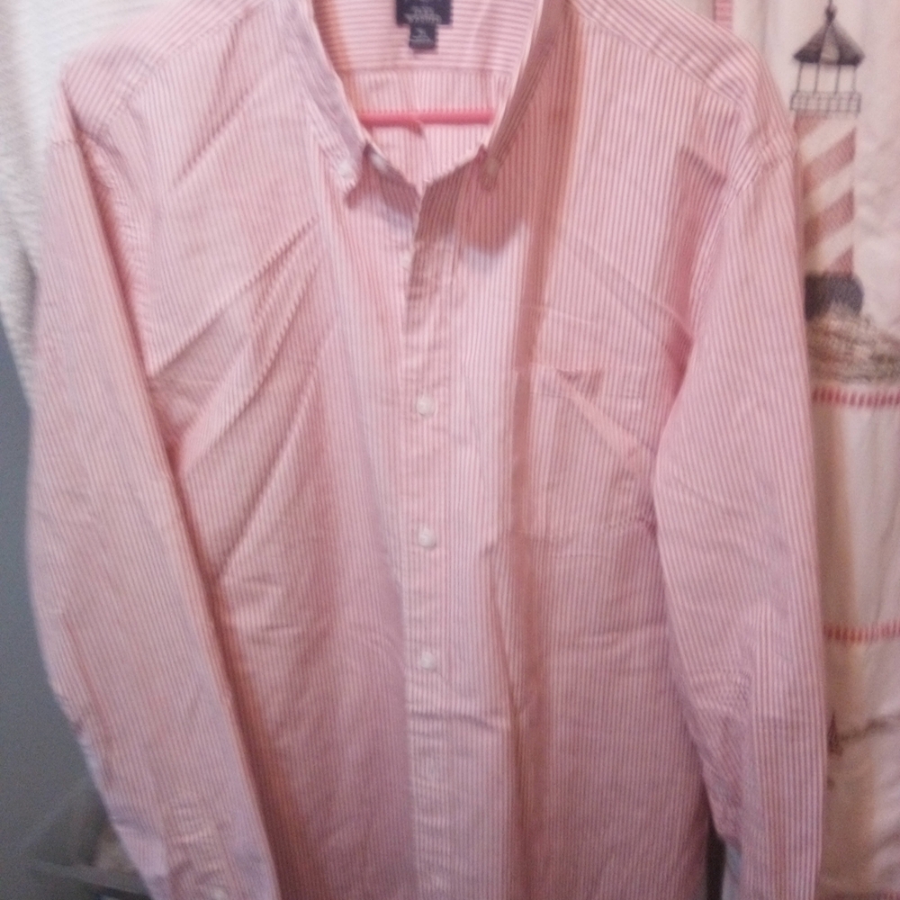 J. Crew Factory Men's Red Striped Button-Down Shirt